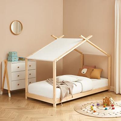 BAITA Lit tente tiny pin massif 90x190 sommier inclus - Bois