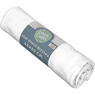 BABYCALIN  drap housse b&eacute;b&eacute; blanc 60 x 120 cm jersey 130gr/m&sup2;