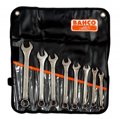 BAHCO  - Jeu de 8 cl&eacute;s mixtes plates en pochette en plastique noire