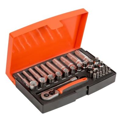 BAHCO  Coffret de 37pcs douilles m&eacute;triques 1/4""et embouts SL25L