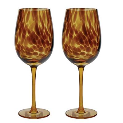 BARCRAFT Lot de 2 verres &agrave; vin &Eacute;caille de Tortue marron