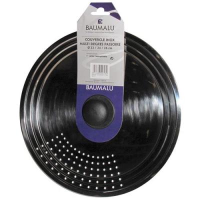 BAUMALU  342718 Couvercle Passoire Inox Multi Degr&eacute;s 22/24/26 cm