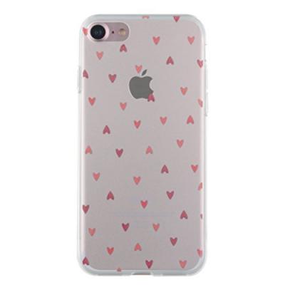 ALPEXE Coque semi-rigide transparente petits coeurs rouges pour iPhone 7