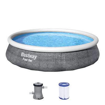 BESTWAY Piscine Fast Set rotin gris 3,96 m x 0,84 m