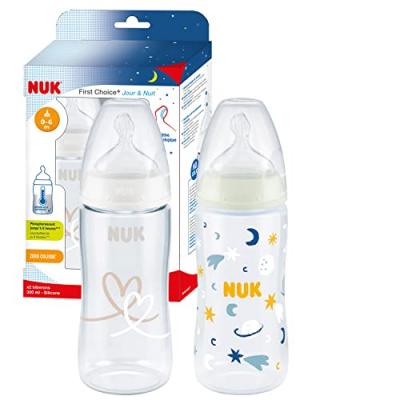NUK  First Choice + Jour & Nuit 2 Biberons 300 ml 0-6 Mois - Bo&icirc;te 2 biberons de 300 ml