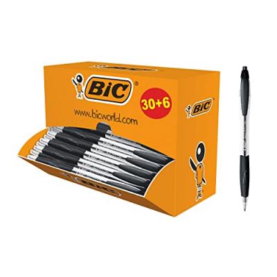 BIC Pack de 36 Atlantis noir r&eacute;tractables dont 6 offerts - Noir - 