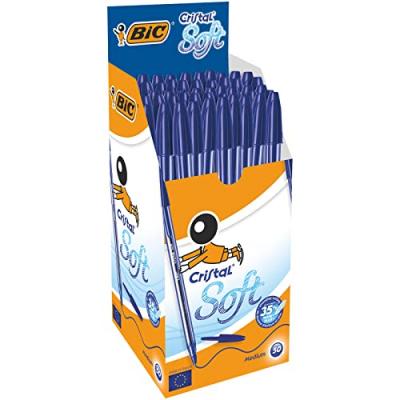 AUCUNE Bic Cristal Soft Stylo-bille non r&eacute;tractable Bleu - Lot de 50