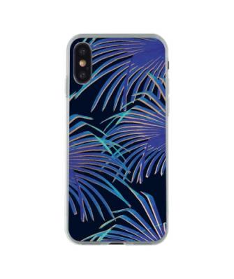 BIGBEN Coque souple noire avec feuilles de palmier bleues pour iphone x/xs