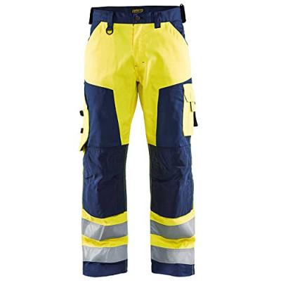 BLAKLADER Pantalon Haute Visibilit&eacute; Jaune Fluorescent/marine Taille 38