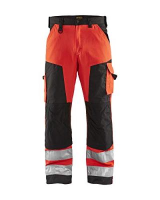 BLAKLADER Pantalon Haute Visibilit&eacute; Rouge Fluorescent/noir Taille 38
