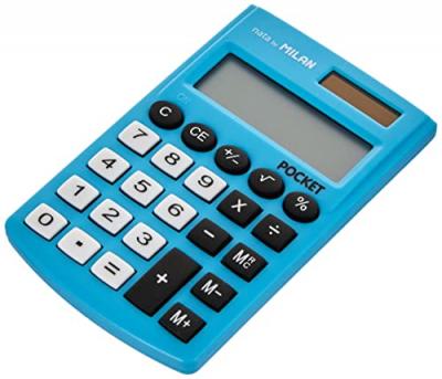 MILAN Blister calculatrice Pocket bleue 8 chiffres avec &eacute;tui