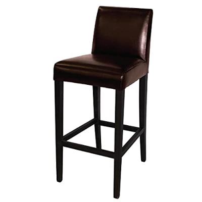 Tabouret de bar haut avec dossier en simili cuir marron fonc&eacute; - Bolero