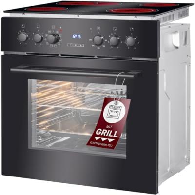 BOMANN Cuisini&egrave;re encastrable 4 plaques vitroc&eacute;ramique et four 56l noir  ehbc7937-noir 