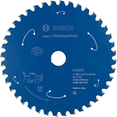 BOSCH Lame de scie circulaire Expert pour l'acier inoxydable, 160 x 1,6 / 1,3 x 20, 40 dents - 
