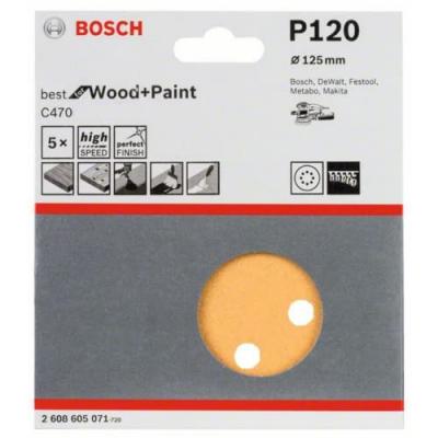 BOSCH  Accessories 2608605071 Disque abrasif 5 pi&egrave;ces 125 mm WT K120