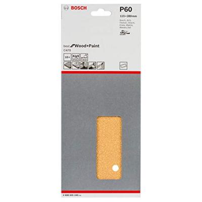 BOSCH  2608605240 Feuille Abrasive 10 Pi&egrave;ces 115 X 280 Mm Grain 60
