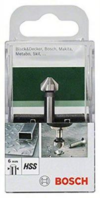 BOSCH  Fraise conique &agrave; lamer HSS &agrave; 3 taillants DIN 335 Diam&egrave;tre 10,4 Queue 6 mm