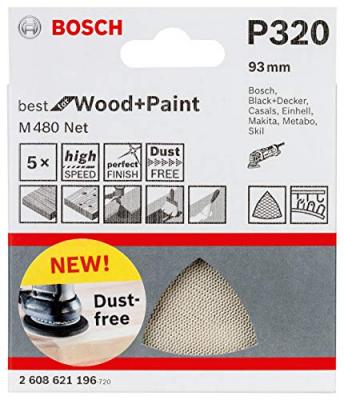 BOSCH  pack de 5 feuilles abrasives - grain 220 - 93 mm