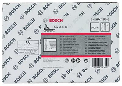 BOSCH  Clou en bande t&ecirc;te ronde SN21RK 75RHG 2,8 mm, 75 mm, galvanis&eacute; &agrave; chaud, rainur&eacute;