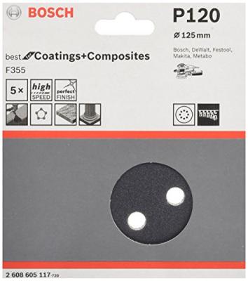 BOSCH  2608605117 Lot De 5 Disques Abrasifs Diam&egrave;tre 125 Mm Grain 120