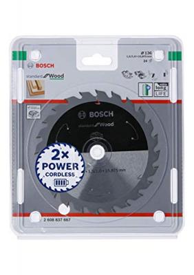 BOSCH  - Lame pro Wood cordless pour scies circulaires 136 x 1,5 x 15,875 mm - 2608837667
