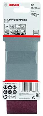 BOSCH Lot De 3 Bandes Abrasives Best For Wood 60X400Mm Gr 80  2608606002