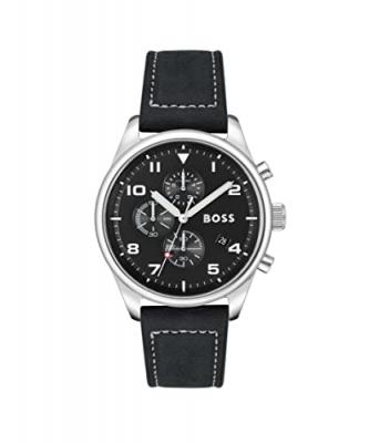 BOSS  pour homme. Montre analogique avec bracelet en cuir View Black