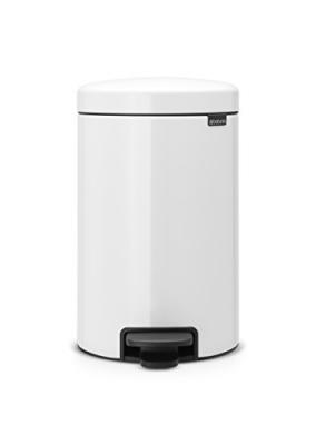 BRABANTIA  Poubelle &agrave; p&eacute;dale 12 L NewICon Blanc seau m&eacute;tal 113864