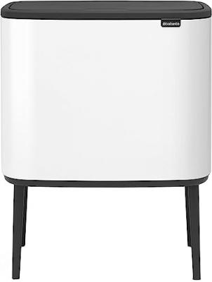 BRABANTIA  313523 Poubelle, Acier Inoxydable, Blanc, 31.5 x 54 x 68 cm