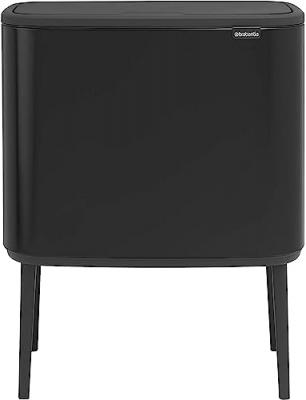 BRABANTIA  - 316067 - Poubelle BO Touch Bin, 3 x 11 litres, Noir Mat