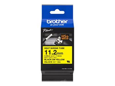  Brother Gaine thermo-r&eacute;tractable HSE-631E - Noir sur jaune