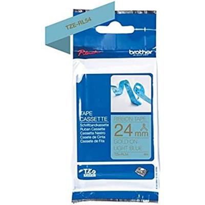 BROTHER Ruban  - TZERL54 - 24mm or sur bleu clair - Qt 1