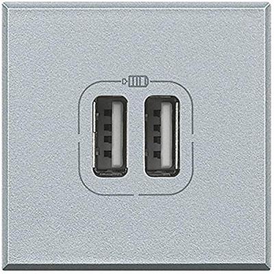 BTICINO Prise Usb Double - Chargeur 5 Volts -  Axolute - Aluminium