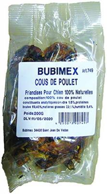 BUBIMEX Cous de poulet s&eacute;ch&eacute;s - Friandise naturelle pour chien