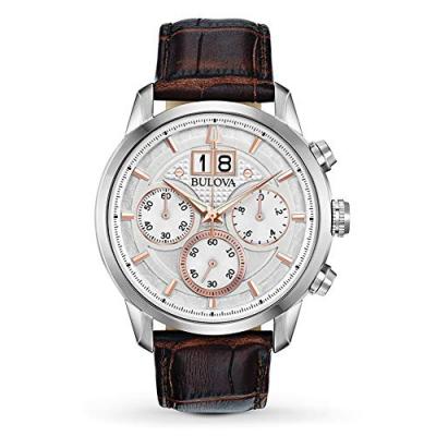 BULOVA Montre bracelet&nbsp; Chronographe pour Femme &agrave; mouvement Quartz en Cuir - 96B309