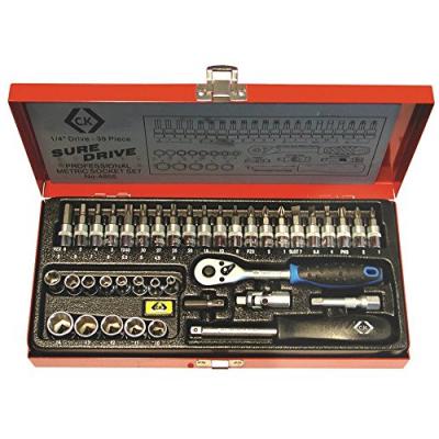 CK C.K T4655 Coffret 39 pi&egrave;ces de douilles et d'embouts de vissage 1/4