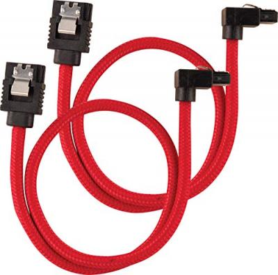 CORSAIR  C&acirc;ble SATA gain&eacute; Premium connecteur coud&eacute; (rouge) - 30 cm