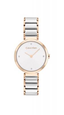 CALVIN KLEIN Montre Femme Minimalistic T Bar Blanc 25200139 Gris 