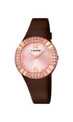 CALYPSO WATCHES Montre Femme CALYPSO 3 AIGUILLES K5659-3 - Bracelet R&eacute;sine Marron