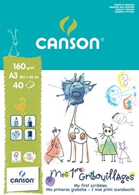 CANSON  Bloc Papier A Dessin Mes 1ers Gribouillages 40 Feuilles A3 - 160 G