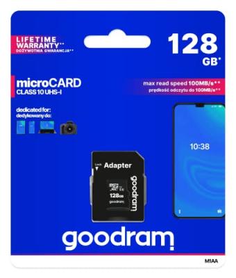GOODRAM  Micro Sd M1aa Cl10 Uhs-i 128gb+adapter Memory Card Noir