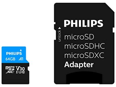 PHILIPS  microsdxc card 64gb class 10 uhs-i u3 + adaptateur DFX-512556