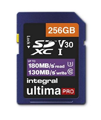 INTEGRAL  Carte SD 256GB Classe 10 UHS-I V30 A2 R180/W130 MB/s