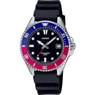 CASIO Montre Homme  MDV-10-1A2VEF - Bracelet R&eacute;sine Noir
