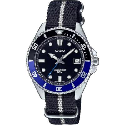 CASIO Montre Homme  MDV-10C-1A2VEF - Bracelet Tissu Noir