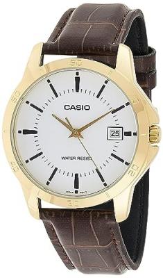 CASIO  Hommes Analogique Quartz Montre avec Bracelet en Cuir MTP-V004G-7