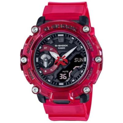 CASIO Montre Homme GA-2200SKL-4AER - Bracelet R&eacute;sine Rouge