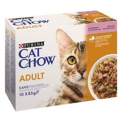 CAT CHOW  Croquettes Adulte Riche en Saumon/Haricots Verts pour Chat