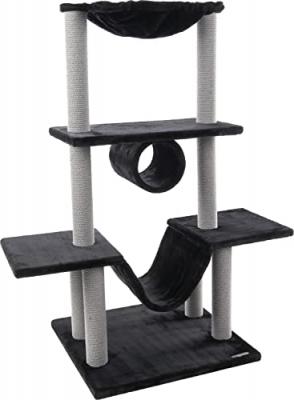  Arbre &agrave; Chat Noir 60x57x122 cm Jouet Animaux de Compagnie Maison 