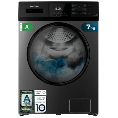 CECOTEC  Lave-Linge 7Kg Chargement Frontal Bolero Dresscode 7410 Inverter Steel A. 1850W 1200 tr/min R&eacute;glable 16 Programmes 